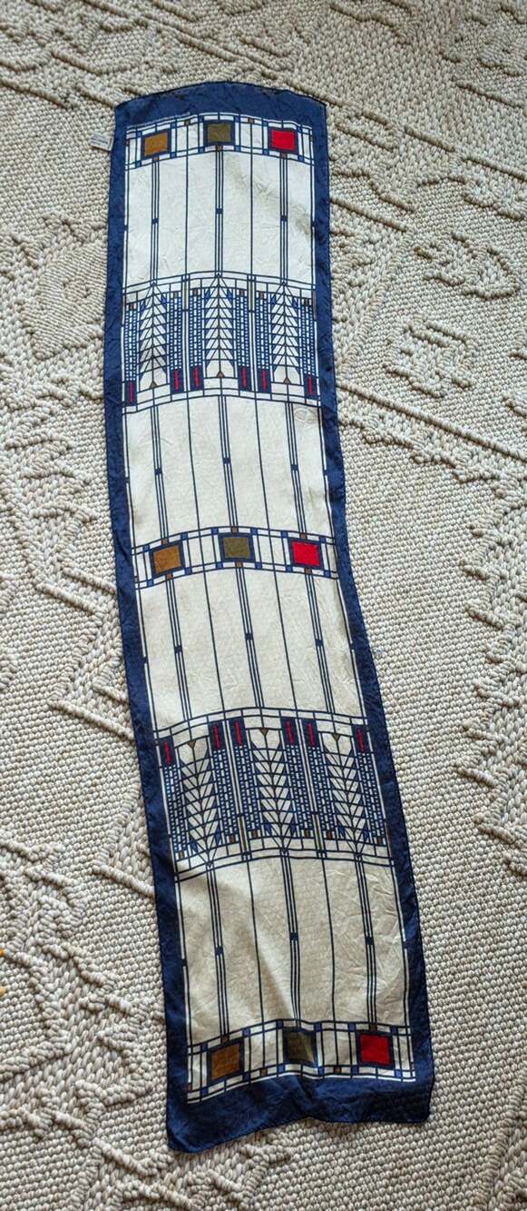 Frank Lloyd Wright Tree Of Life Silk Scarf Blue